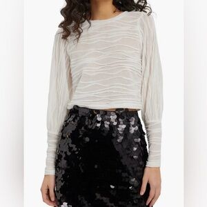 VERO MODA Ines Crinkle Pleat Recycled Crop Shirt Size Medium White